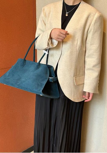 Ashley Suede Leather Bag Blue