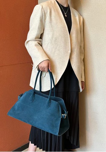 Ashley Suede Leather Bag Blue
