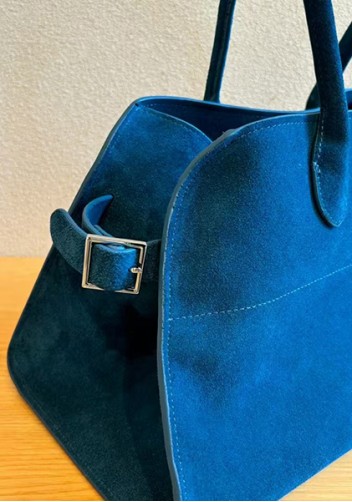 Ashley Suede Leather Bag Blue
