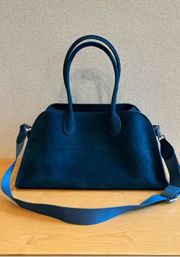Ashley Suede Leather Bag Blue