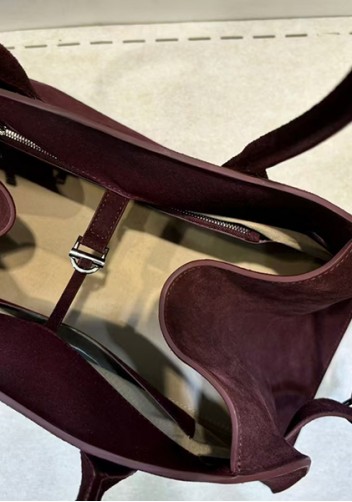 Ashley Suede Leather Bag Burgundy