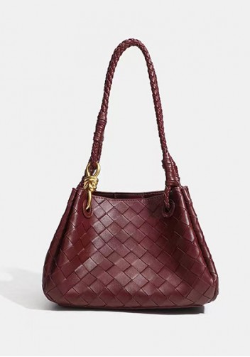 Mia Chute Synthetic Leather Small Shoulder Bag Burgundy