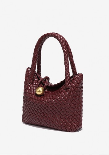 Mia Ball Synthetic Leather Shoulder Small Bag Wine