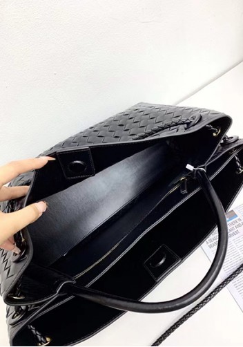 Allegria Woven XL Large Leather Shoulder Bag Black