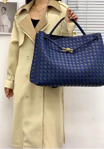 Allegria Woven XL Large Leather Shoulder Bag Blue
