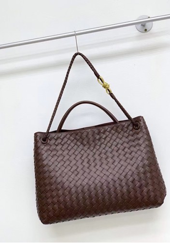 Allegria Woven XL Large Leather Shoulder Bag Choco
