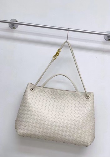 Allegria Woven XL Large Leather Shoulder Bag Cream