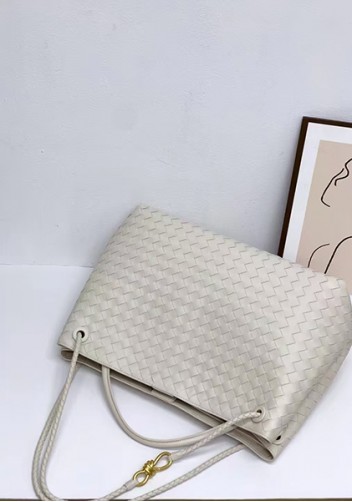 Allegria Woven XL Large Leather Shoulder Bag Cream