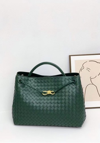 Allegria Woven XL Large Leather Shoulder Bag Green