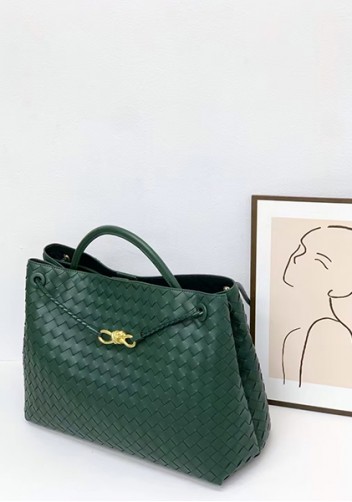 Allegria Woven XL Large Leather Shoulder Bag Green