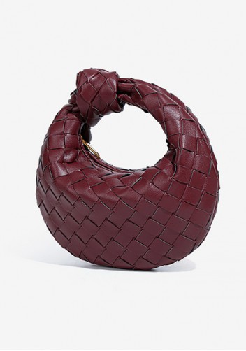 Dina Candy Knotted Intrecciato Vegan Leather Bag Wine