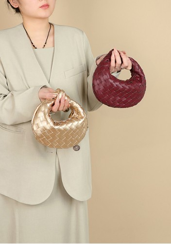 Dina Candy Knotted Intrecciato Vegan Leather Bag Wine