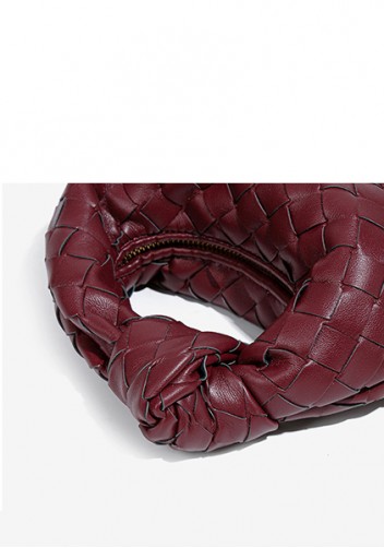 Dina Candy Knotted Intrecciato Vegan Leather Bag Wine