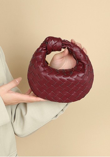 Dina Candy Knotted Intrecciato Vegan Leather Bag Wine