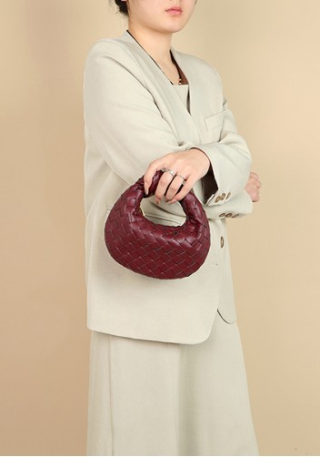 Dina Candy Knotted Intrecciato Vegan Leather Bag Wine