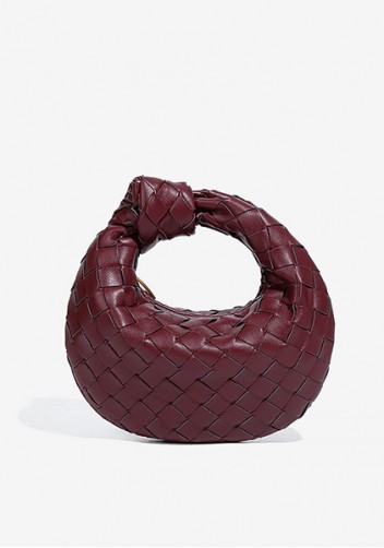 Dina Candy Knotted Intrecciato Vegan Leather Bag Wine