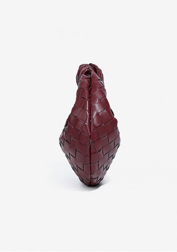 Dina Candy Knotted Intrecciato Vegan Leather Bag Wine