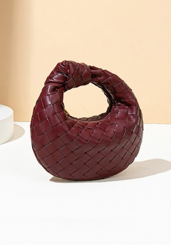 Dina Candy Knotted Intrecciato Vegan Leather Bag Wine