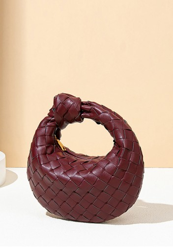 Dina Candy Knotted Intrecciato Vegan Leather Bag Wine