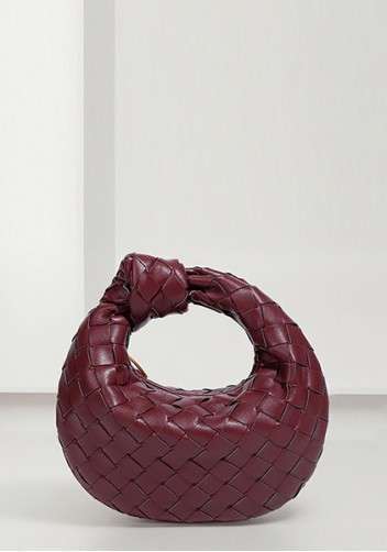 Dina Candy Knotted Intrecciato Vegan Leather Bag Wine