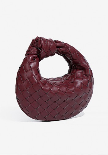 Dina Candy Knotted Intrecciato Vegan Leather Bag Wine