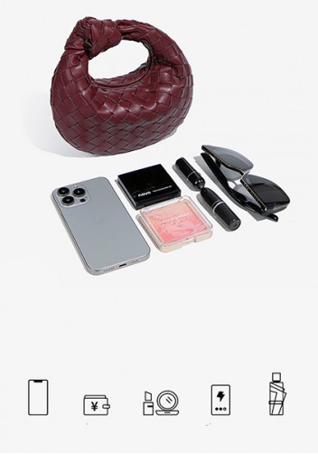 Dina Candy Knotted Intrecciato Vegan Leather Bag Wine