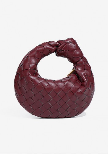 Dina Candy Knotted Intrecciato Vegan Leather Bag Wine
