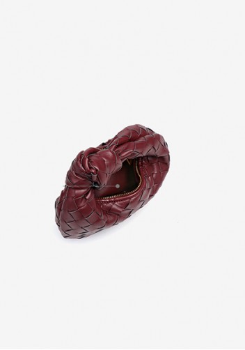 Dina Candy Knotted Intrecciato Vegan Leather Bag Wine