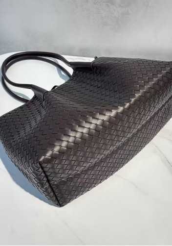 Mia Gallery Woven Leather Shoulder Large Bag Coffee