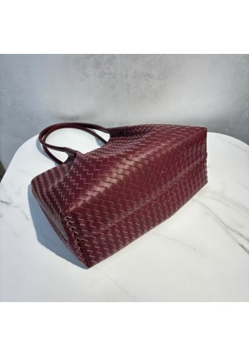 Mia Gallery Woven Leather Shoulder Large Bag Wine