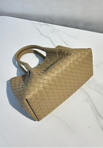 Mia Gallery Woven Leather Shoulder Small Bag Beige