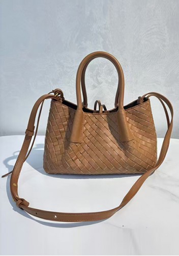 Mia Gallery Woven Leather Shoulder Small Bag Camel