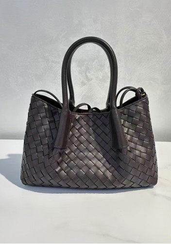 Mia Gallery Woven Leather Shoulder Small Bag Coffee