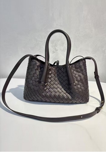 Mia Gallery Woven Leather Shoulder Small Bag Coffee