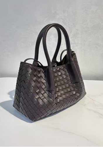 Mia Gallery Woven Leather Shoulder Small Bag Coffee