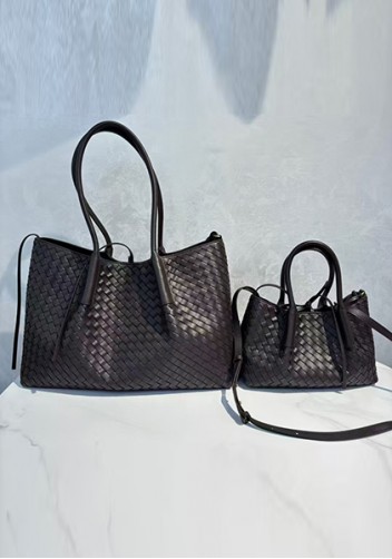 Mia Gallery Woven Leather Shoulder Small Bag Coffee