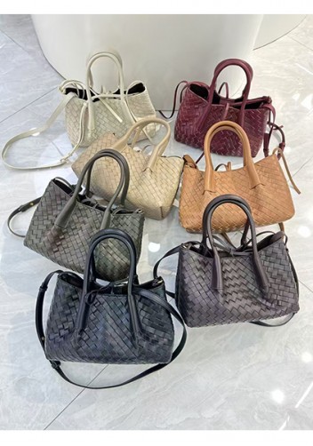 Mia Gallery Woven Leather Shoulder Small Bag Wine