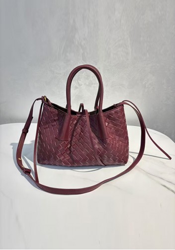 Mia Gallery Woven Leather Shoulder Small Bag Wine