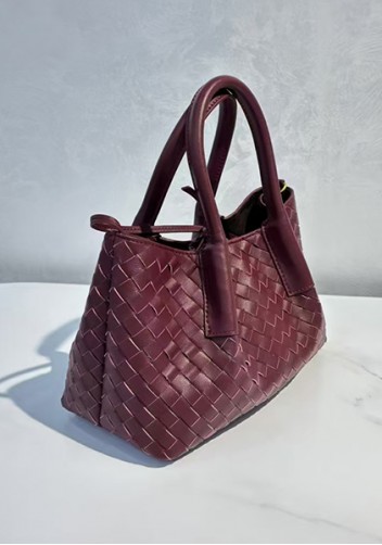 Mia Gallery Woven Leather Shoulder Small Bag Wine