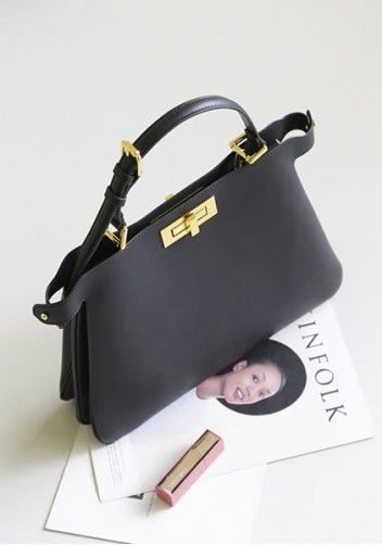 Carrie Smooth Leather Medium Bag Black