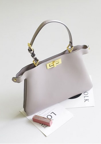 Carrie Smooth Leather Medium Bag Grey