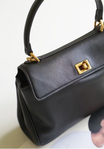 Bravado Smooth Leather 35CM Bag Black Antique Gold