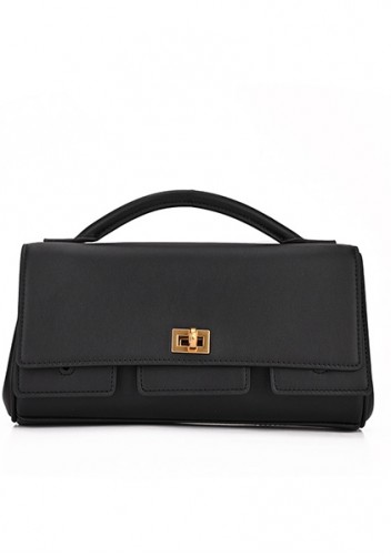 Monaco Glam Small Clutch On Strap Black Antique Gold