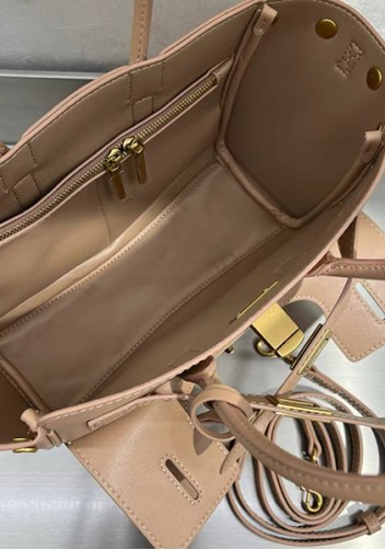 Monaco Glam Carry All Mini Leather Shoulder Bag Beige