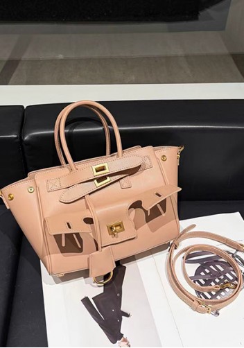 Monaco Glam Carry All Mini Leather Shoulder Bag Beige