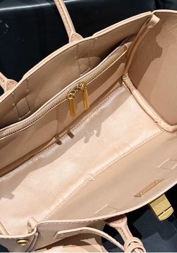 Monaco Glam Carry All Mini Leather Shoulder Bag Beige