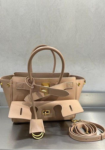 Monaco Glam Carry All Mini Leather Shoulder Bag Beige