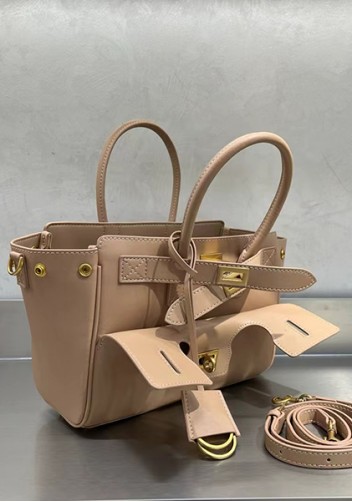 Monaco Glam Carry All Mini Leather Shoulder Bag Beige