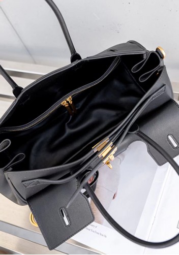 Monaco Glam Carry All Mini Leather Shoulder Bag Black Gold