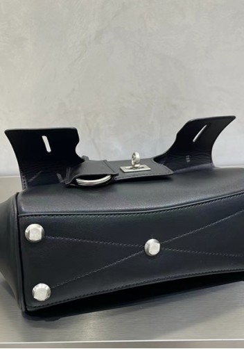 Monaco Glam Carry All Mini Leather Shoulder Bag Black Silver